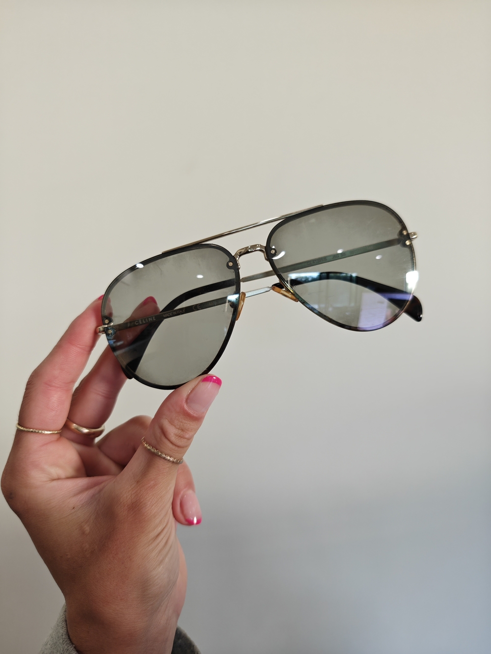 Celine Aviator Sunglasses - Gold Frame with Gray Lenses